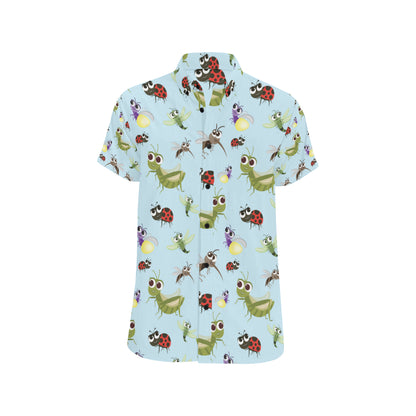 Ladybug Pattern Print Design 01 Men's Short Sleeve Button Up Shirt