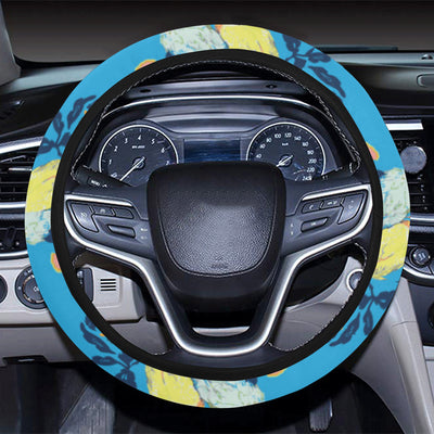 Lovebird Pattern Print Design 03 Steering Wheel Cover with Elastic Edge