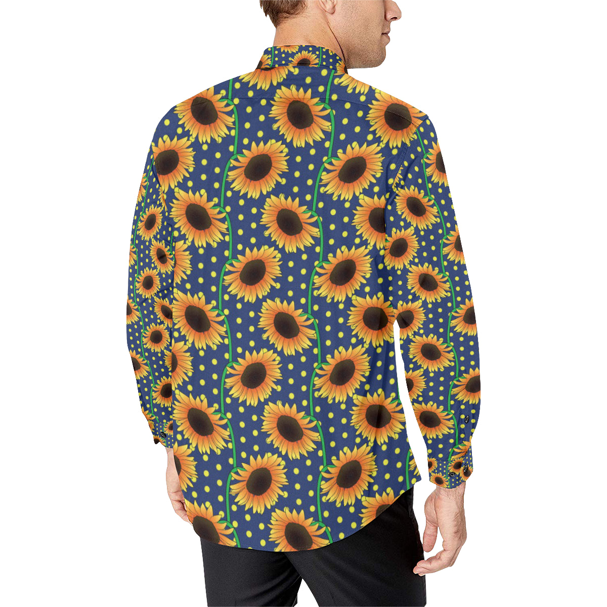 Sunflower Pattern Print Design SF03 Men's Long Sleeve Shirt