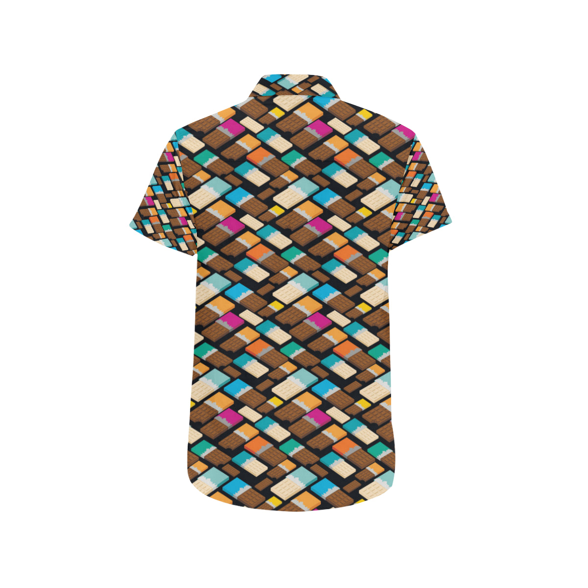 Chocolate Pattern Print Design 02 Men's Short Sleeve Button Up Shirt