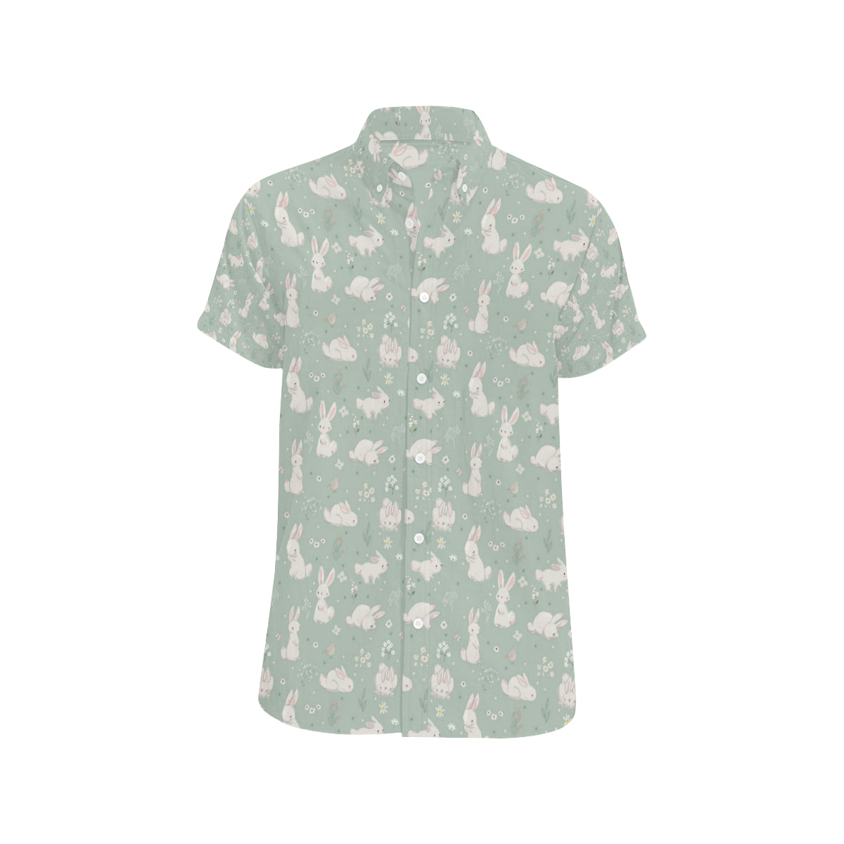 Bunny Pattern Print Design 03 Men's Short Sleeve Button Up Shirt