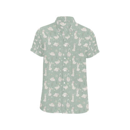 Bunny Pattern Print Design 03 Men's Short Sleeve Button Up Shirt