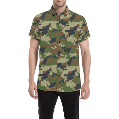 Army Camouflage Pattern Print Design 01 Men's Short Sleeve Button Up Shirt