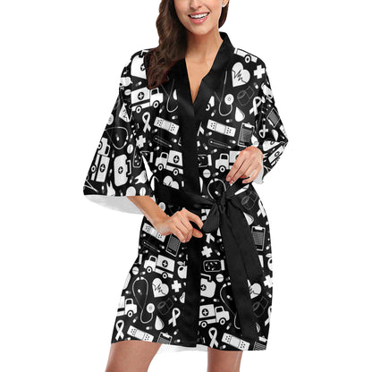 Medical Pattern Print Design 01 Women's Short Kimono