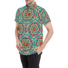 Mandala Pattern Print Design 03 Men's Short Sleeve Button Up Shirt