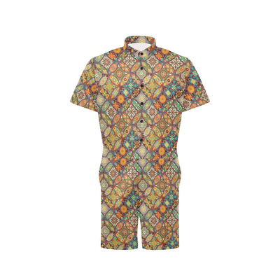 Mandala Flower Themed Design Print Men's Romper