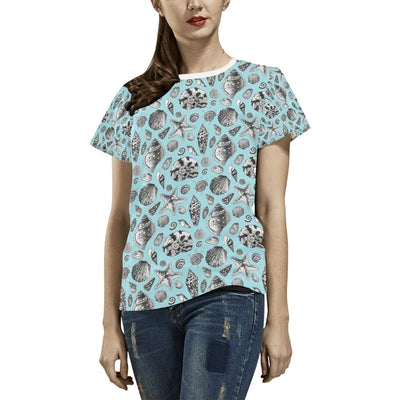 Seashell Beach Print Design LKS302 Women's  T-shirt