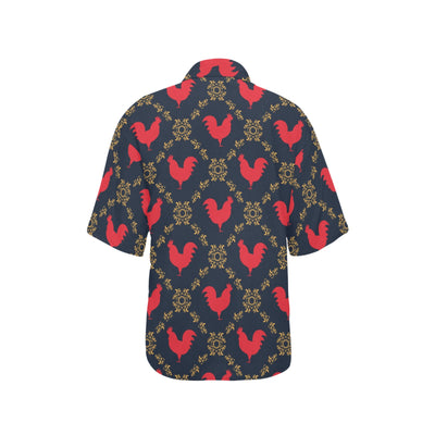 Rooster Pattern Print Design A02 Women's Hawaiian Shirt