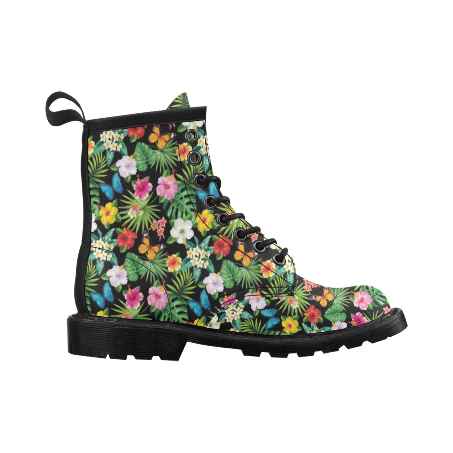 Hibiscus With Butterfly Print Design LKS305 Women's Boots