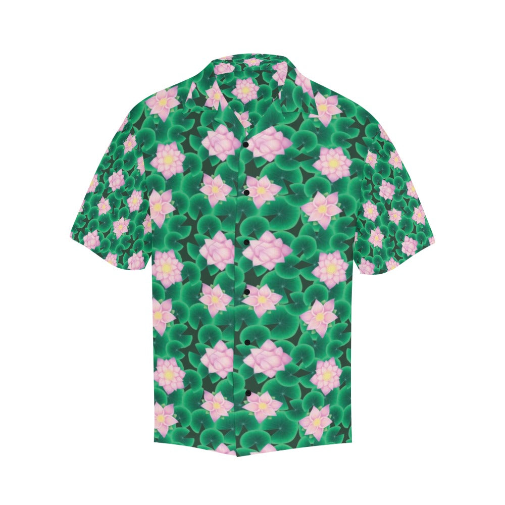 Water Lily Print Design LKS303 Men's Hawaiian Shirt