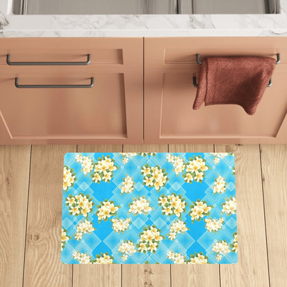 Yellow Plumeria Design Print Pattern Kitchen Mat