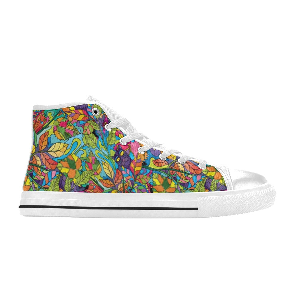 Trippy Print Design LKS301 High Top Women's White Shoes