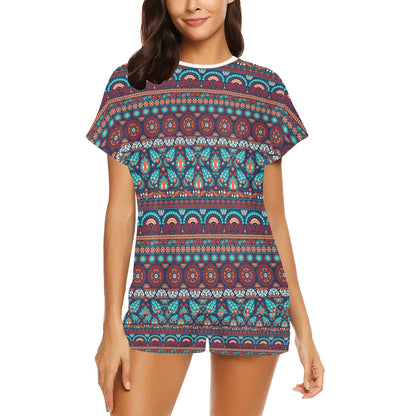 Suzani Print Design LKS302 Women's Short Pajama Set