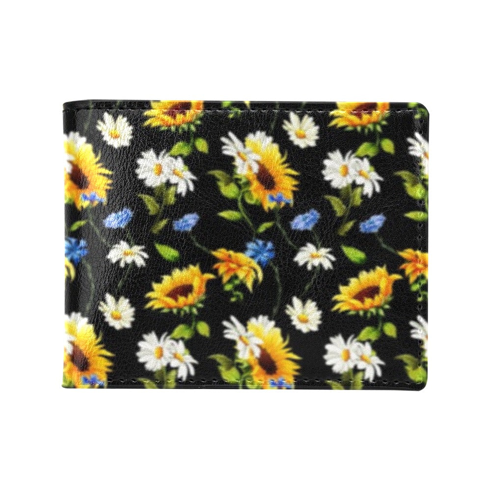 Sunflower Chamomile Bright Color Print Men's ID Card Wallet