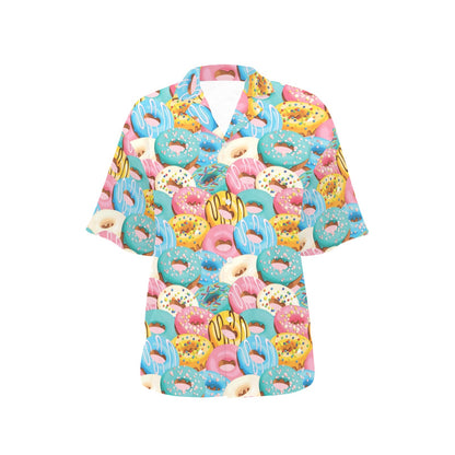 Donut Pattern Print Design DN01 Women's Hawaiian Shirt