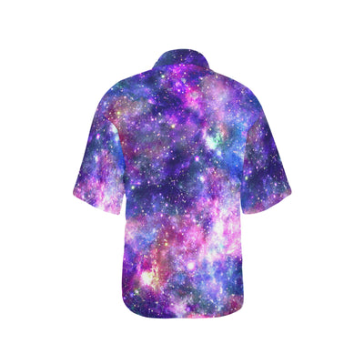 Galaxy Night Stardust Space Print Women's Hawaiian Shirt