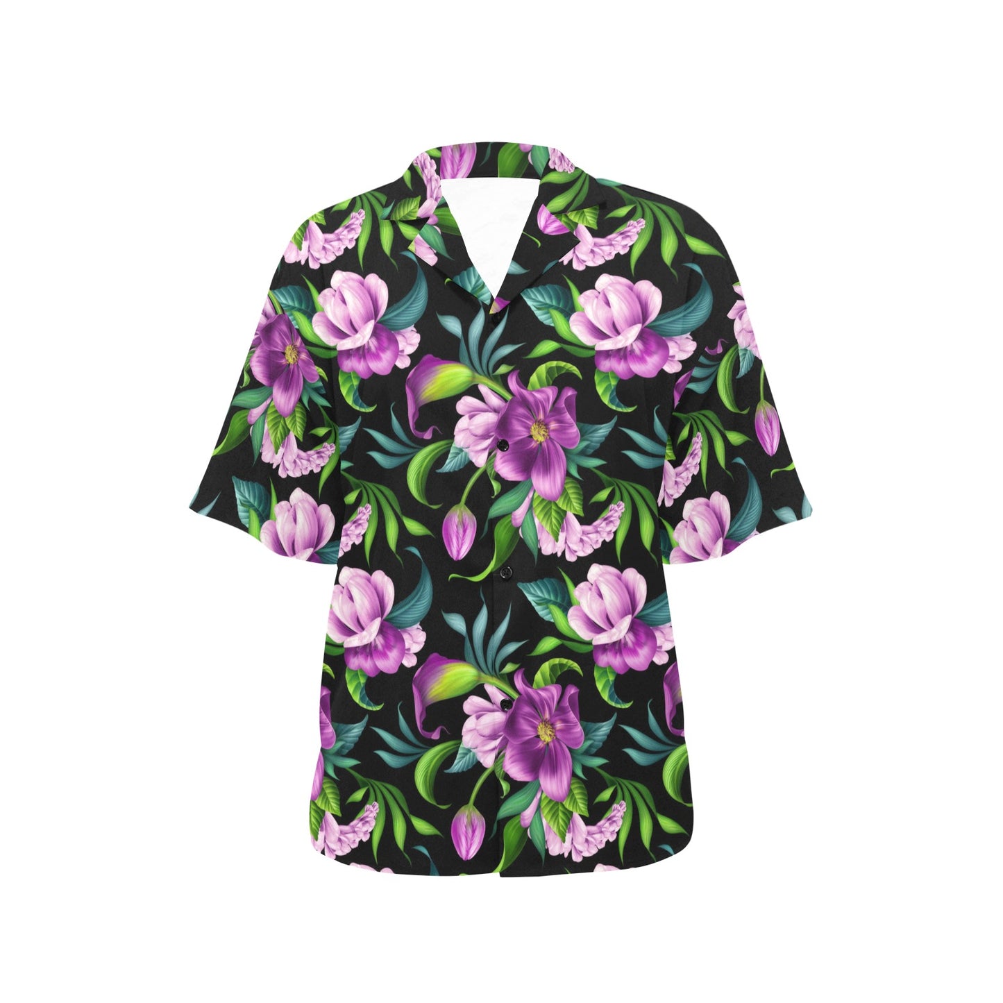 Bright Purple Floral Pattern Women's Hawaiian Shirt