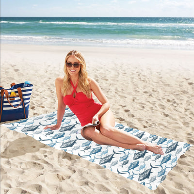 Tuna Fish Print Design LKS303 Beach Towel 32" x 71"