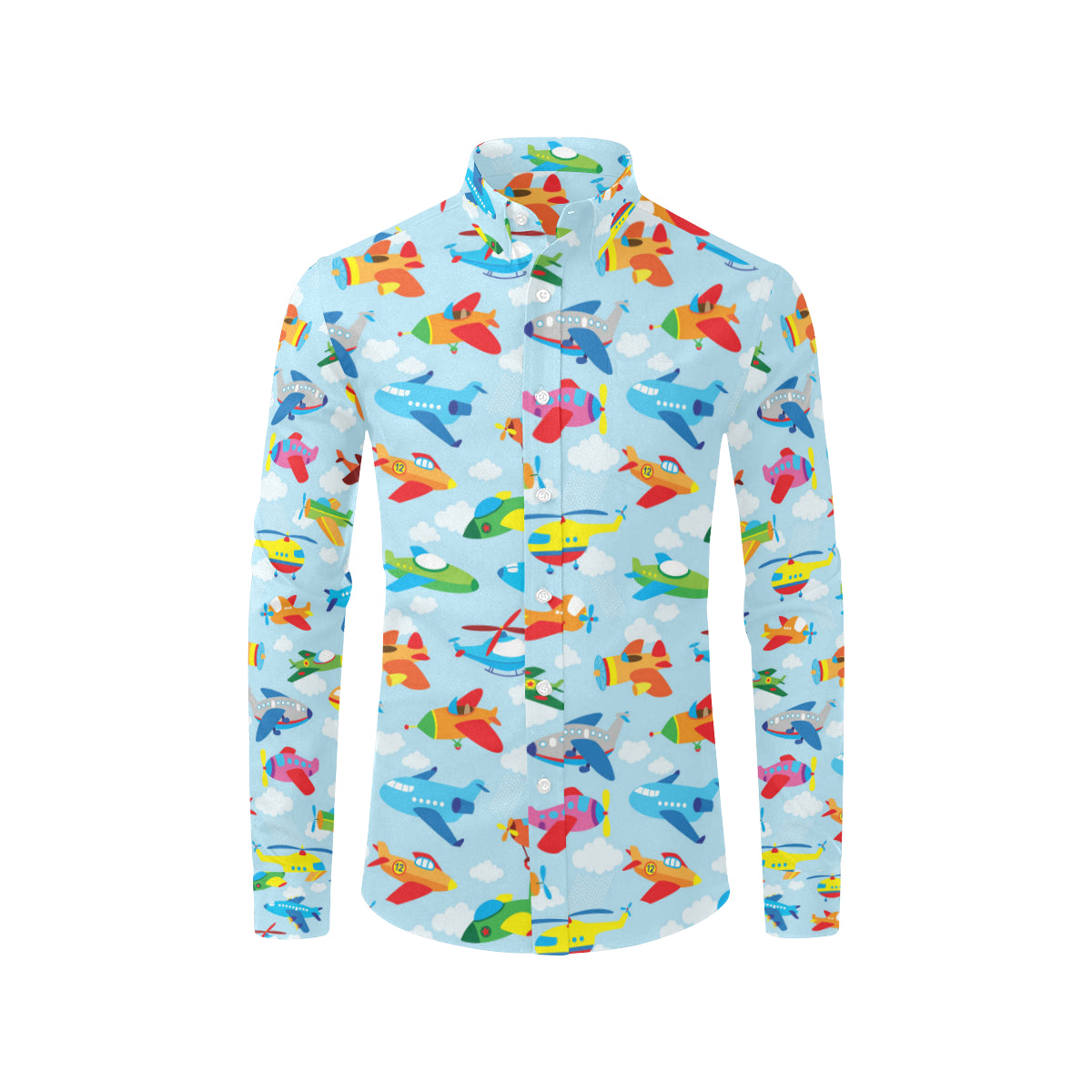 Airplane Colorful Pattern Print Design 01 Men's Long Sleeve Shirt