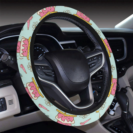 Cake Pattern Print Design 06 Steering Wheel Cover with Elastic Edge