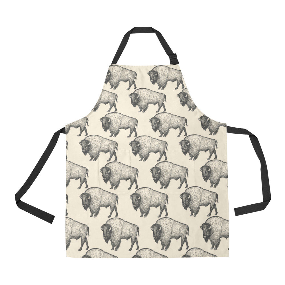 Bison Pattern Print Design 02 Apron with Pocket