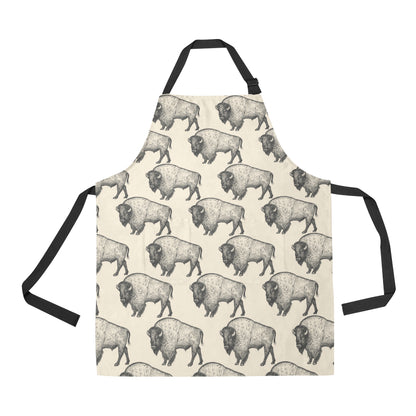 Bison Pattern Print Design 02 Apron with Pocket