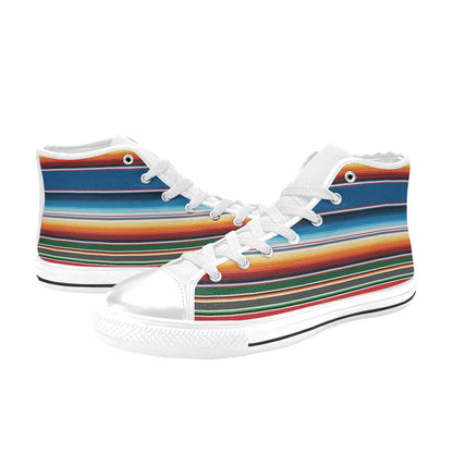 Serape Print Design LKS303 High Top Women's White Shoes