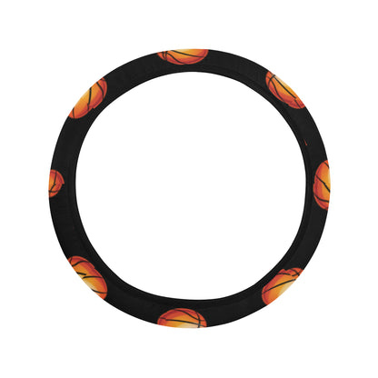 Basketball Pattern Print Design 01 Steering Wheel Cover with Elastic Edge