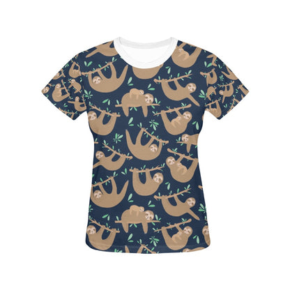 Sloth Print Design LKS307 Women's  T-shirt