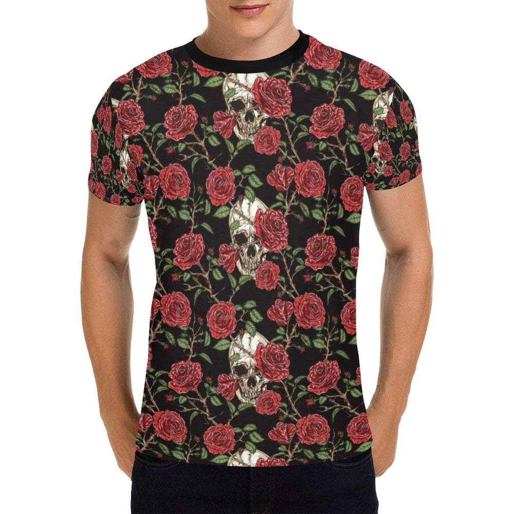 Skull And Roses Print Design LKS303 Men's All Over Print T-shirt