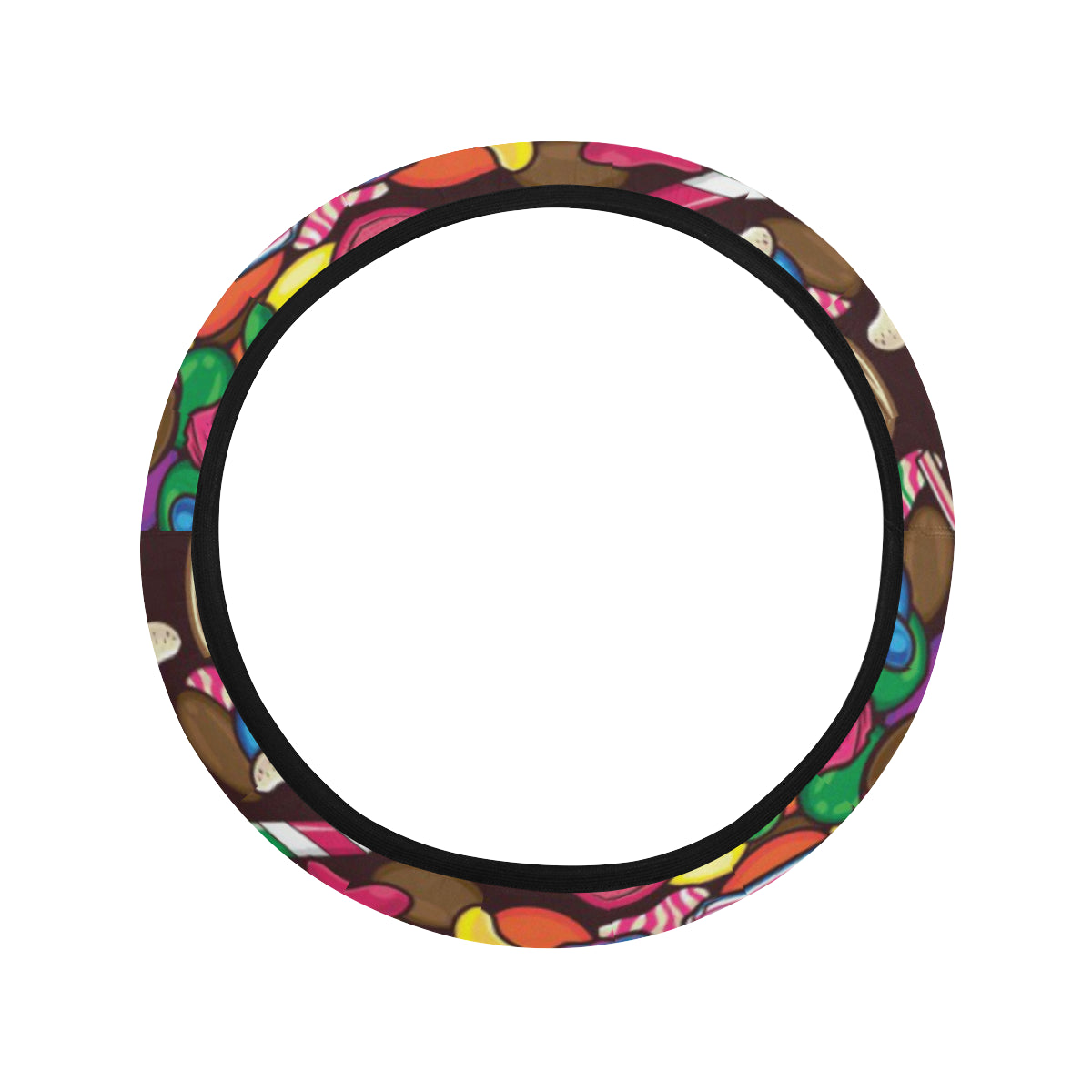 Candy Pattern Print Design CA02 Steering Wheel Cover with Elastic Edge