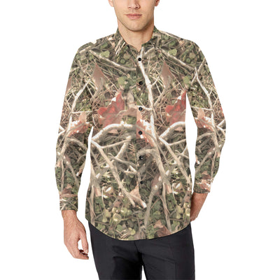 Camouflage Realistic Tree Authumn Print Men's Long Sleeve Shirt