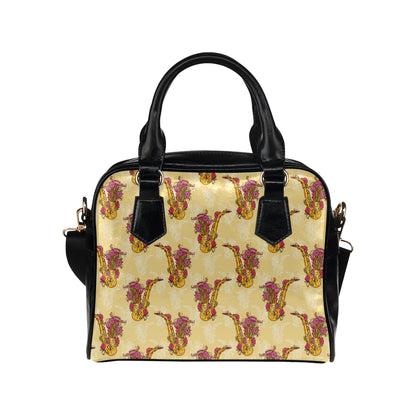 Saxophone Pattern Print Design 04 Shoulder Handbag
