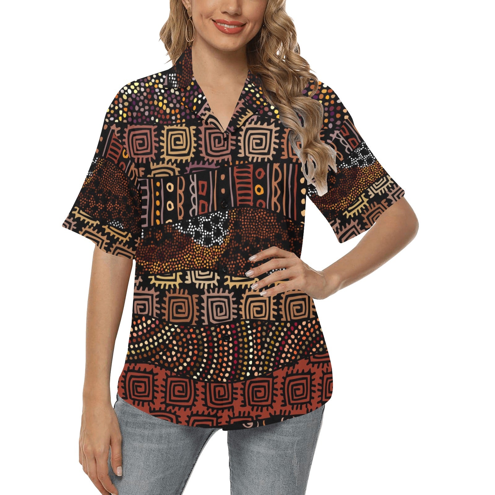 African Pattern Print Design 07 Women's Hawaiian Shirt