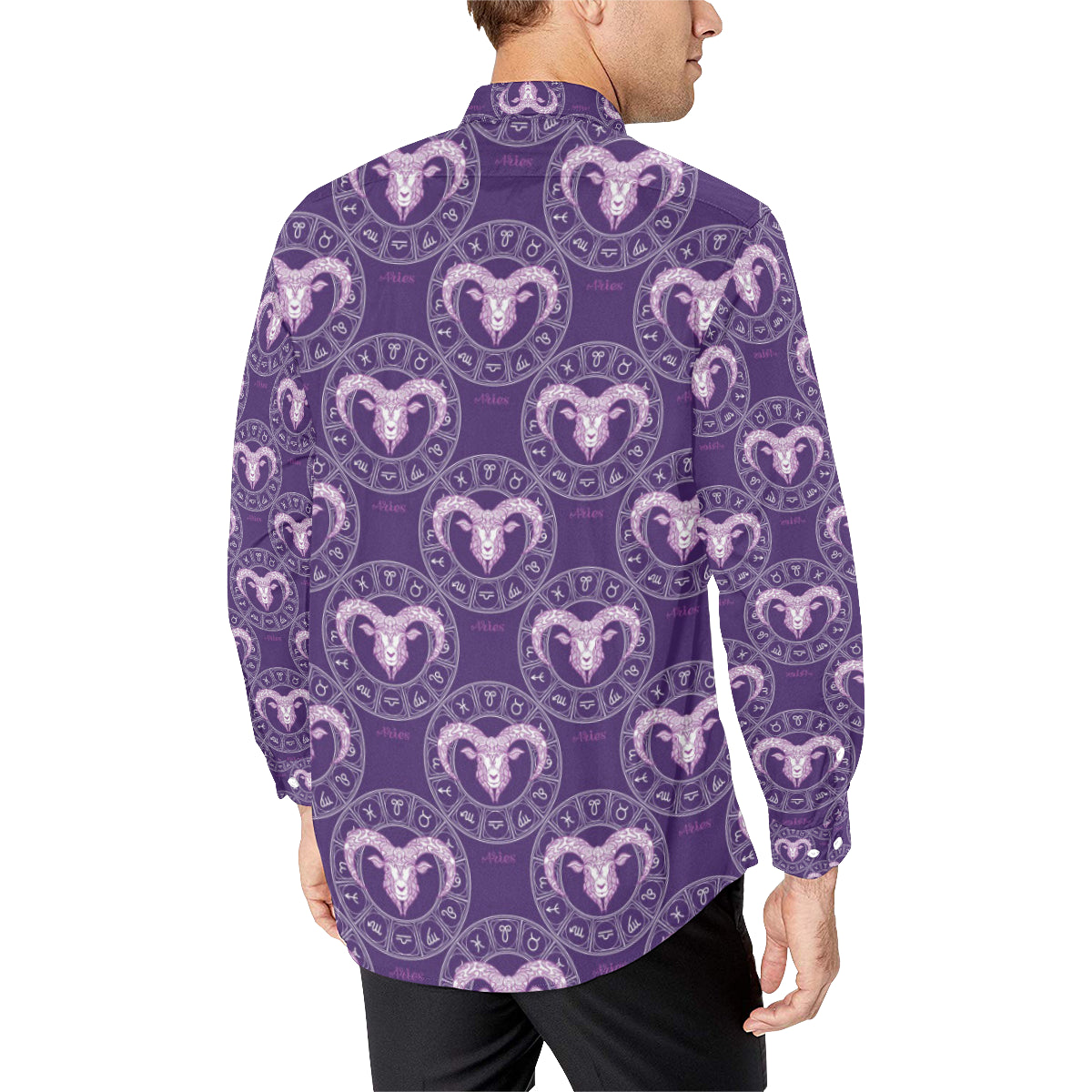 Aries Zodiac Pattern Print Design 02 Men's Long Sleeve Shirt