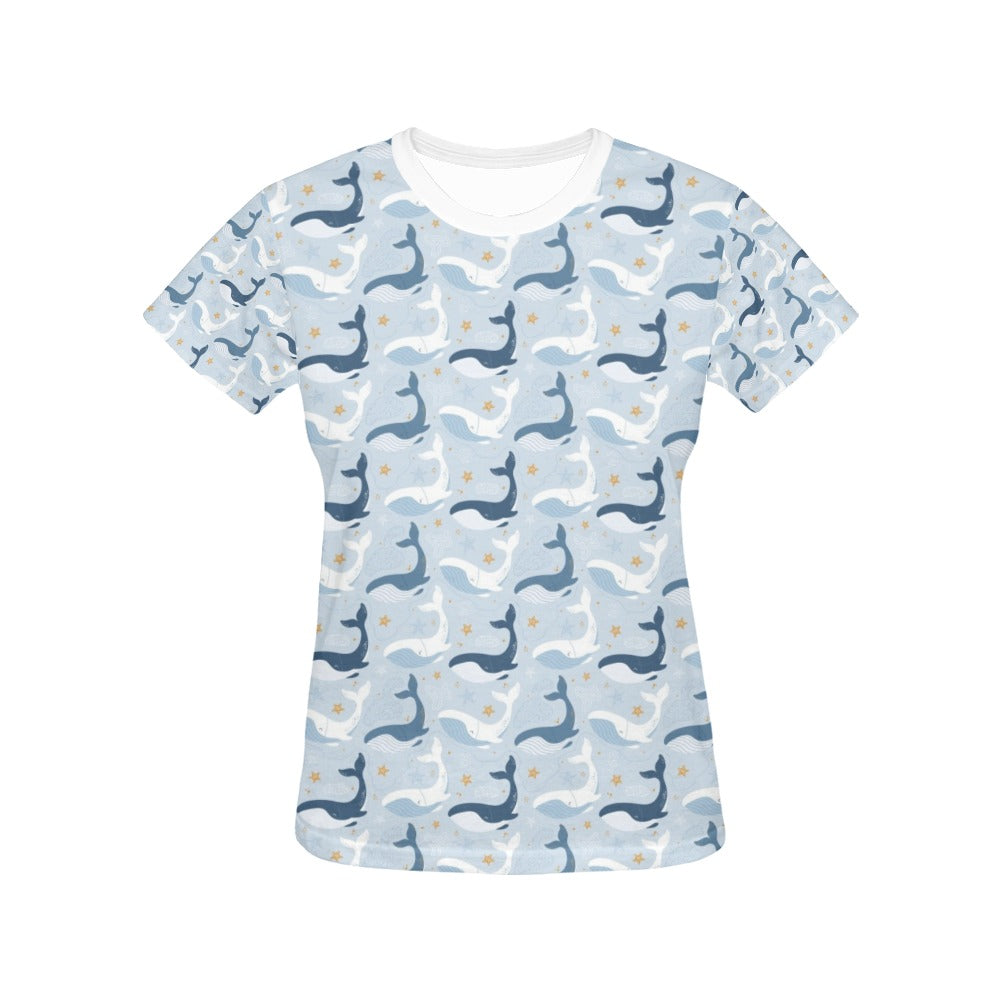 Whale Print Design LKS305 Women's  T-shirt