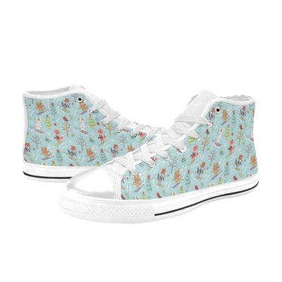 Ski Fox Cute Print Design LKS303 High Top Women's White Shoes