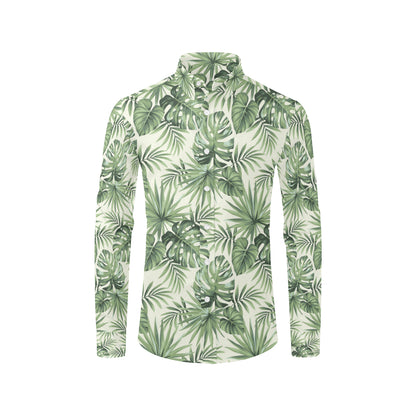 Palm Leaf Pattern Print Design A02 Men's Long Sleeve Shirt