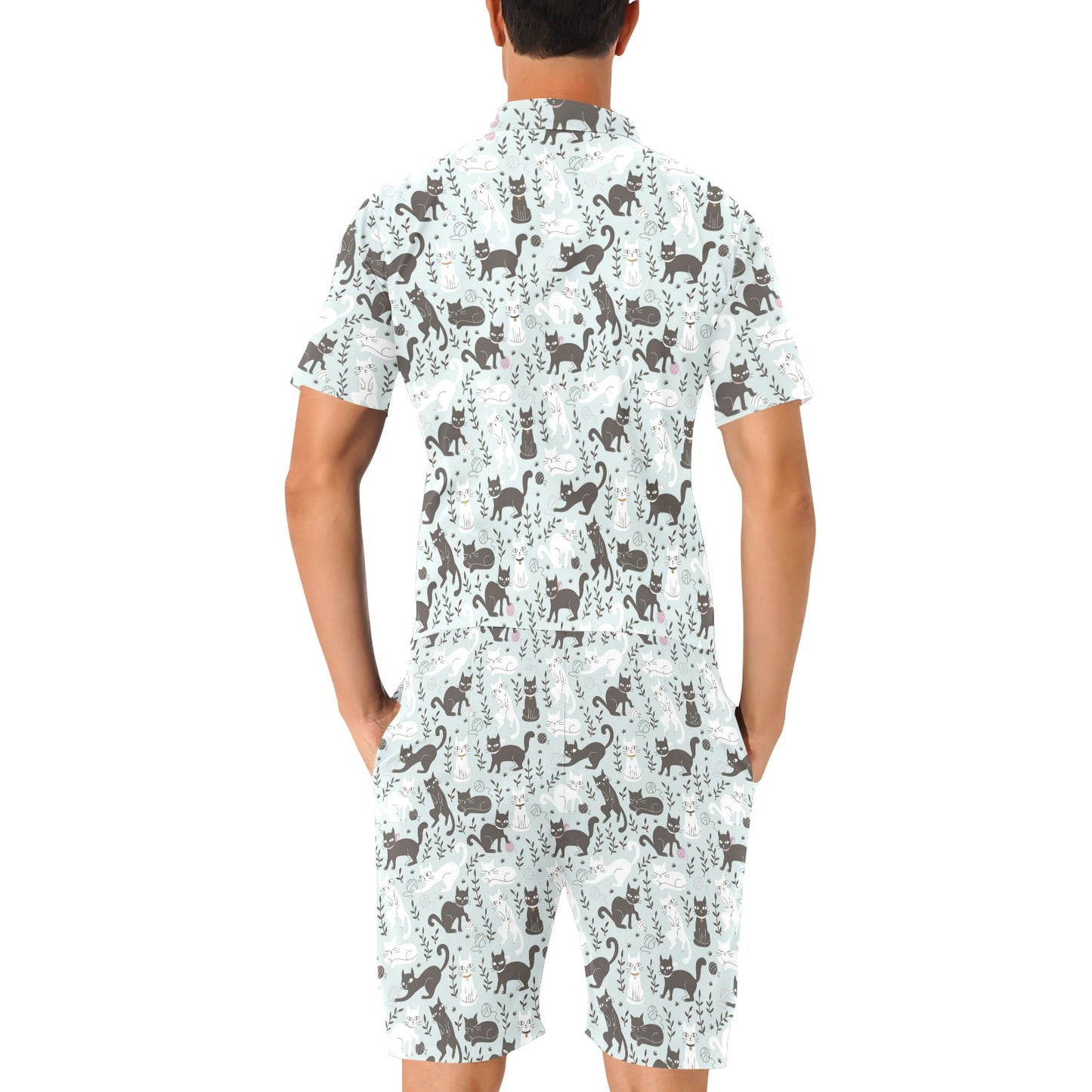 Cat Pattern Print Design 08 Men's Romper