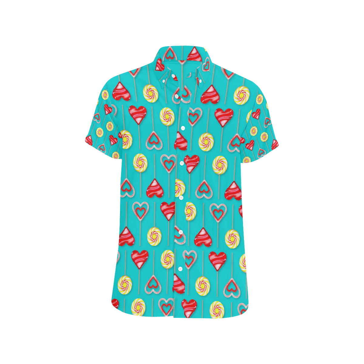 Lollipop Pattern Print Design LL06 Men's Short Sleeve Button Up Shirt