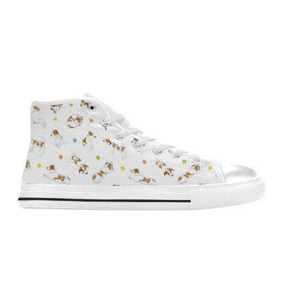 Russell Terriers With Balls Print Design LKS307 High Top Women's White Shoes