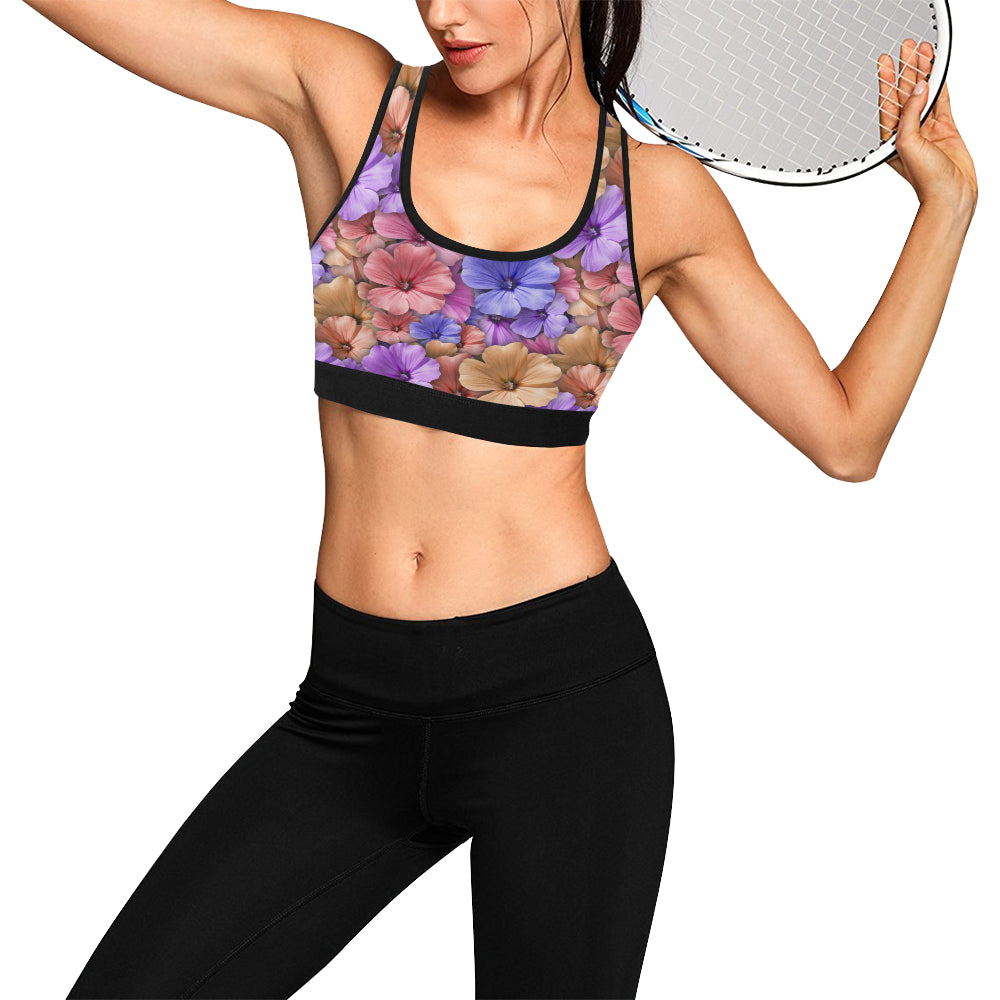 Colorful Geranium Pattern Sports Bra