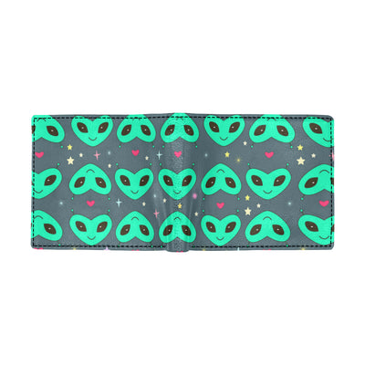 Alien Head Heart Pattern Print Design 03 Men's ID Card Wallet