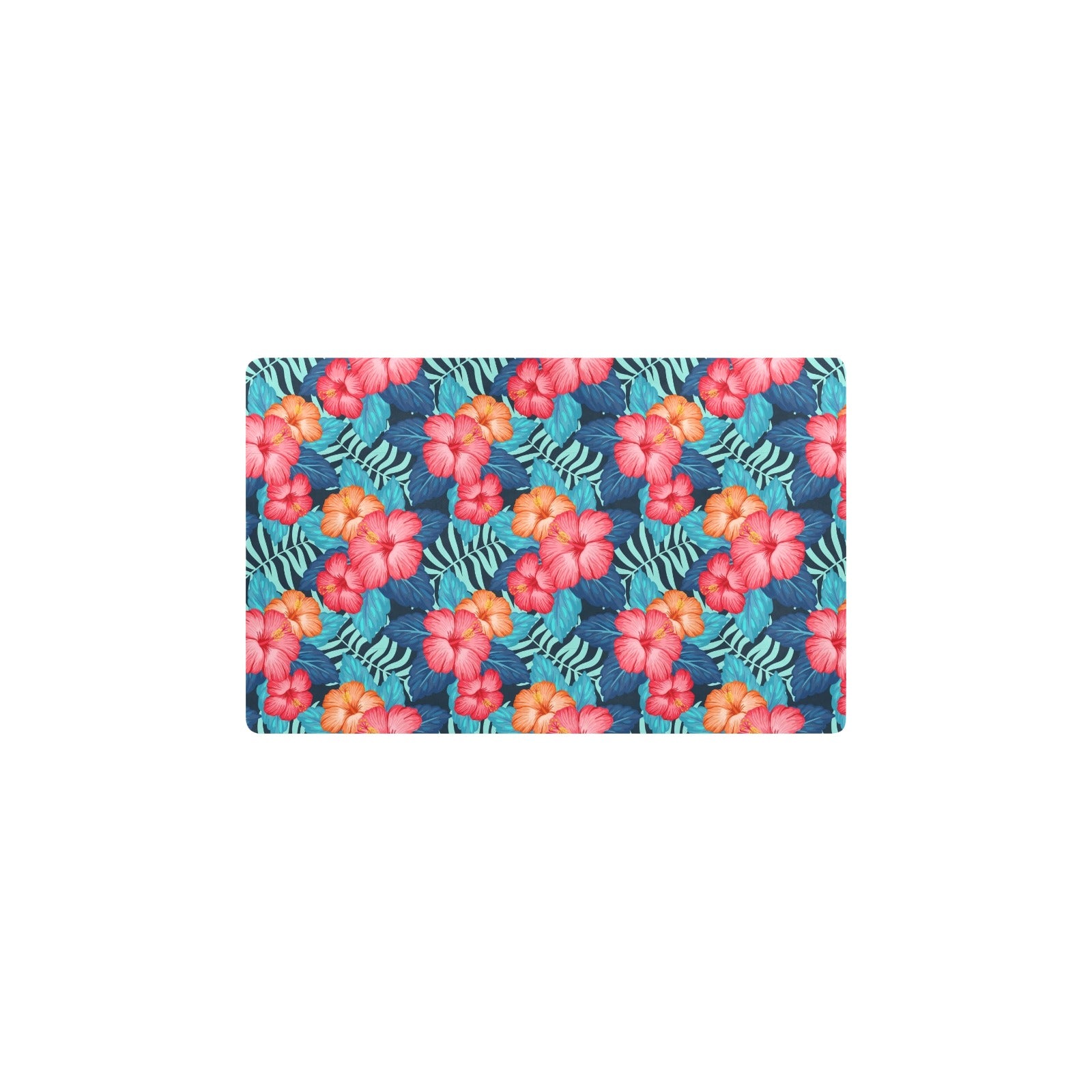 Red Hibiscus Pattern Print Design HB02 Kitchen Mat