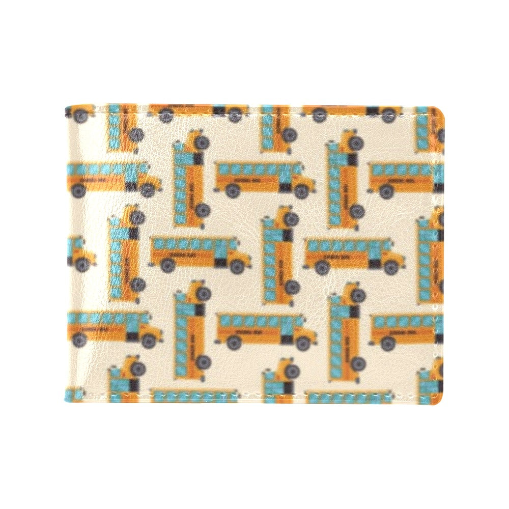 School Bus Print Design LKS305 Men's ID Card Wallet