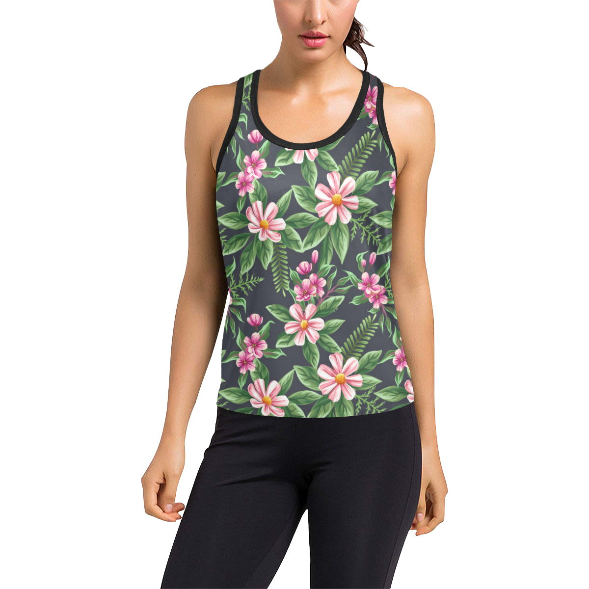 Summer Floral Pattern Print Design SF010 Women's Racerback Tank Top
