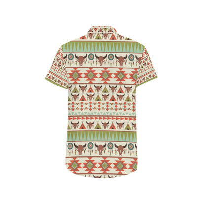 American indian Ethnic Pattern Men's Short Sleeve Button Up Shirt