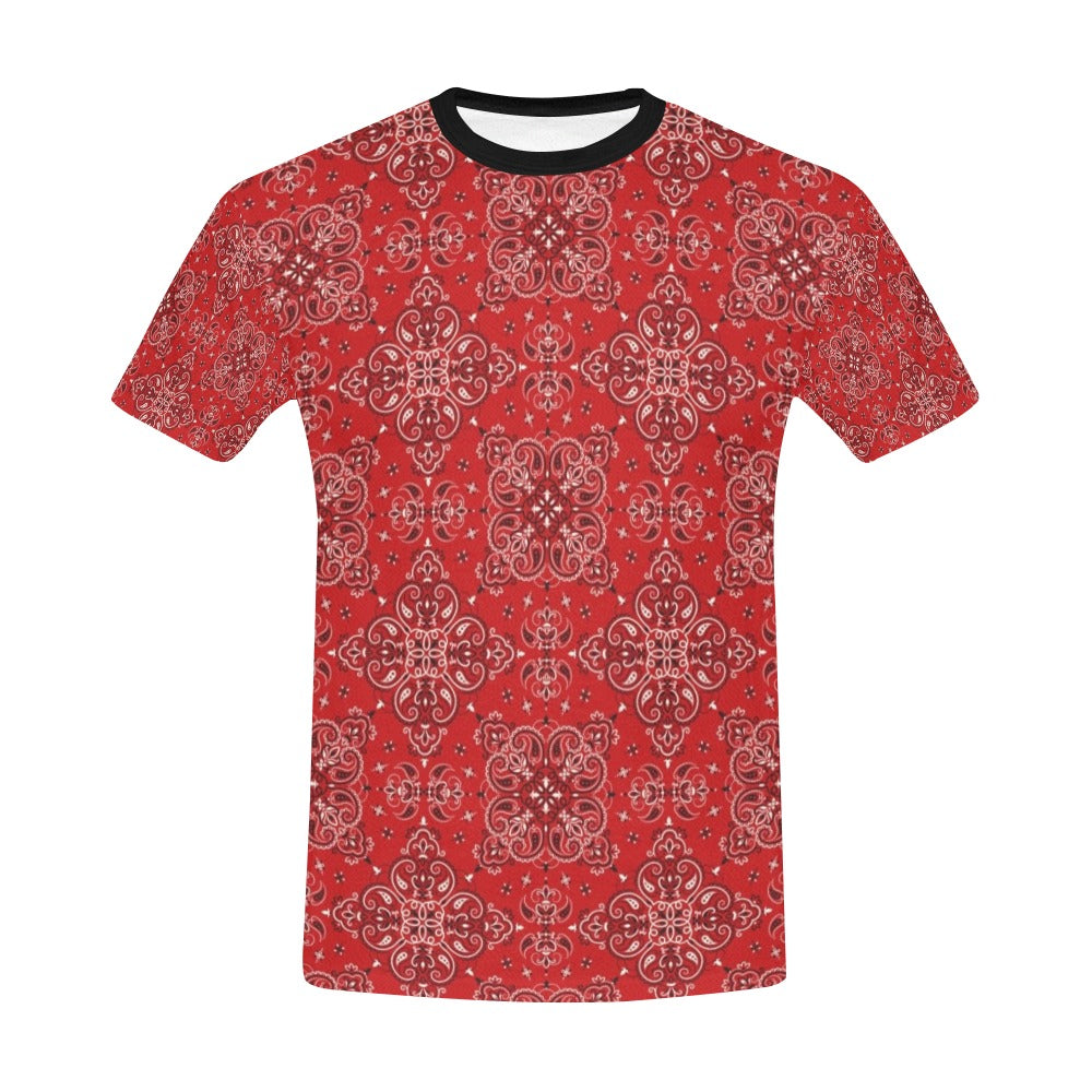 Bandana Red Pattern Print Design LKS3010 Men's All Over Print T-shirt