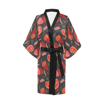 Meat Pattern Print Design 03 Women's Short Kimono