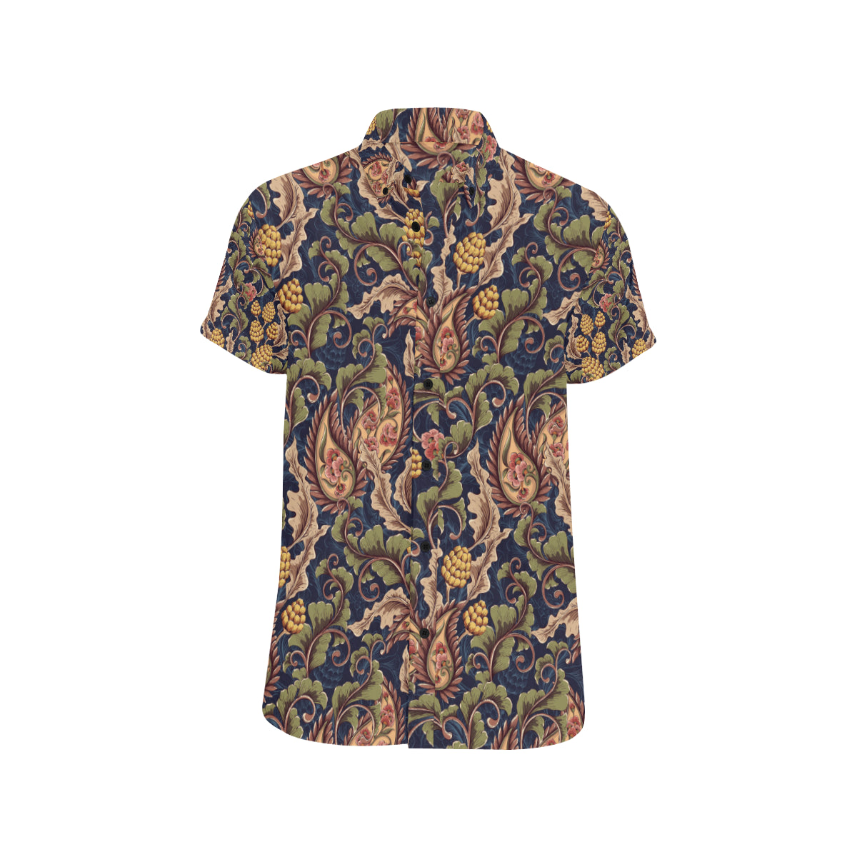 Floral Vintage Classic Print Men's Short Sleeve Button Up Shirt